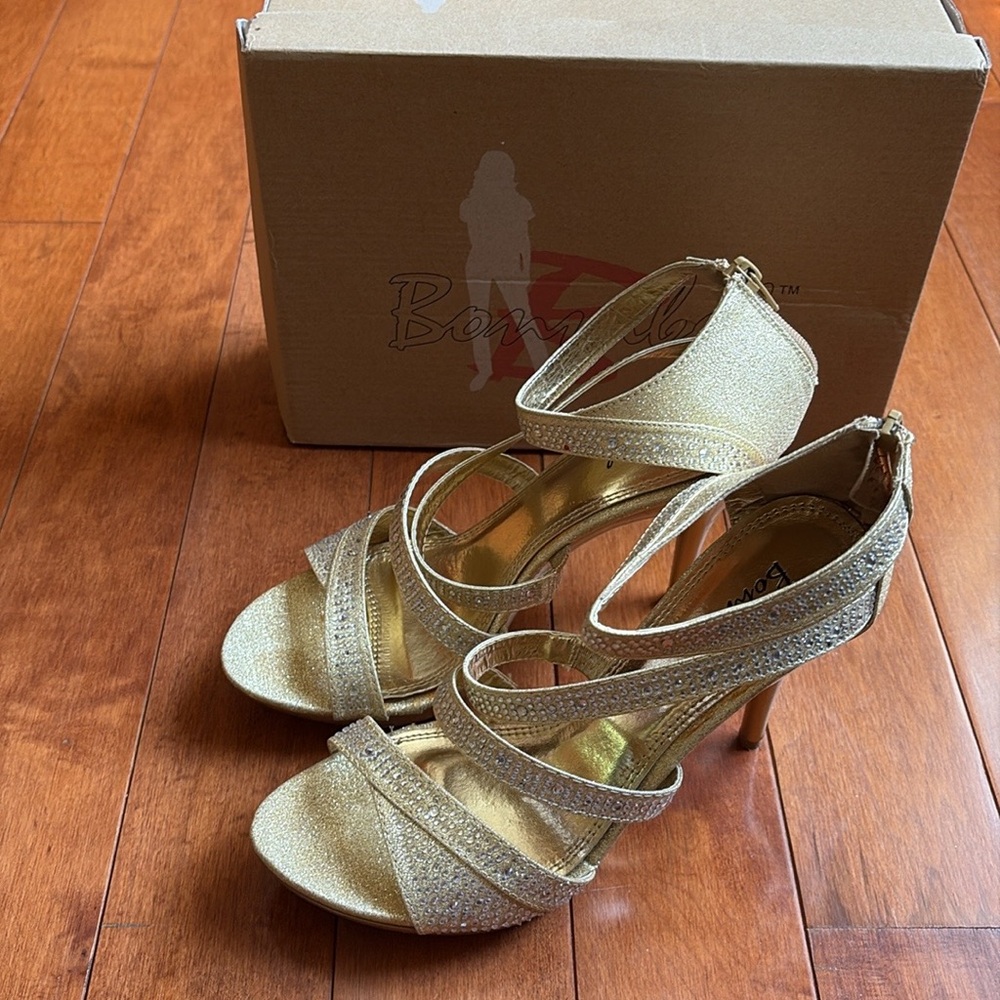 Gold Strappy Dress Heels